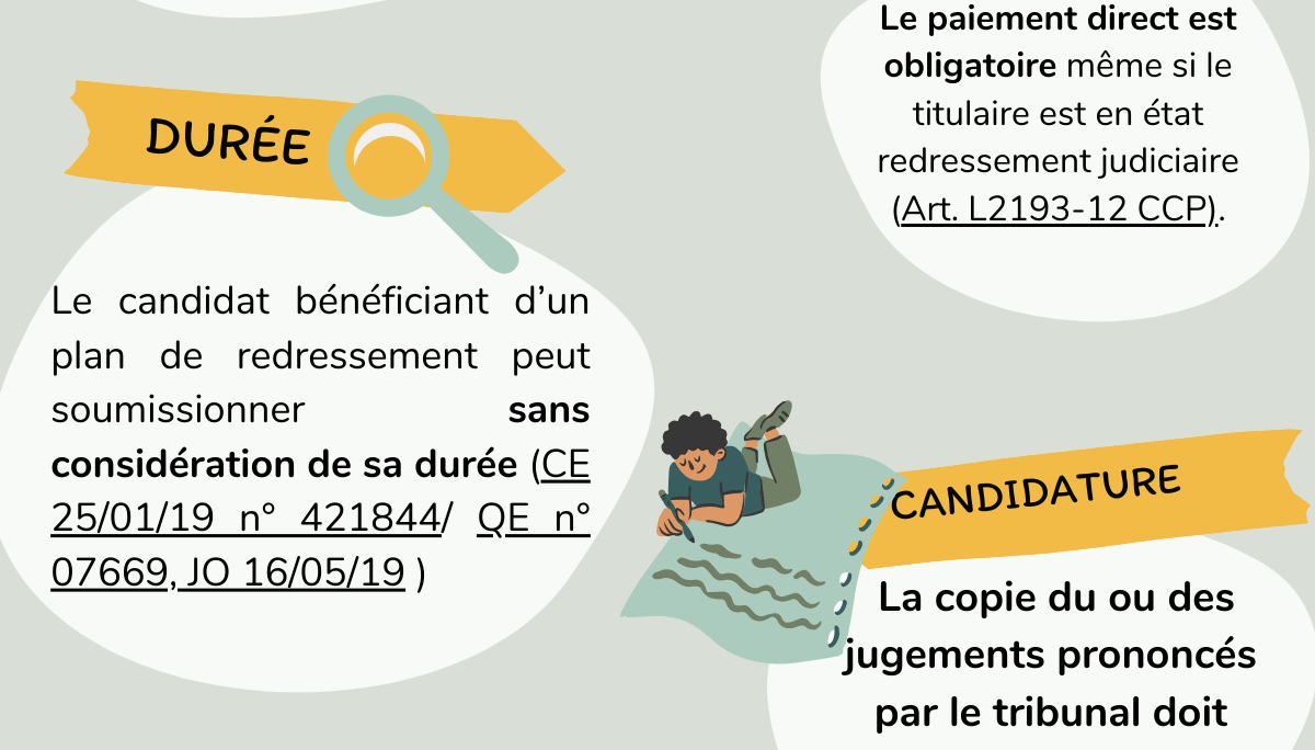 Les candidats en redressement judiciaire